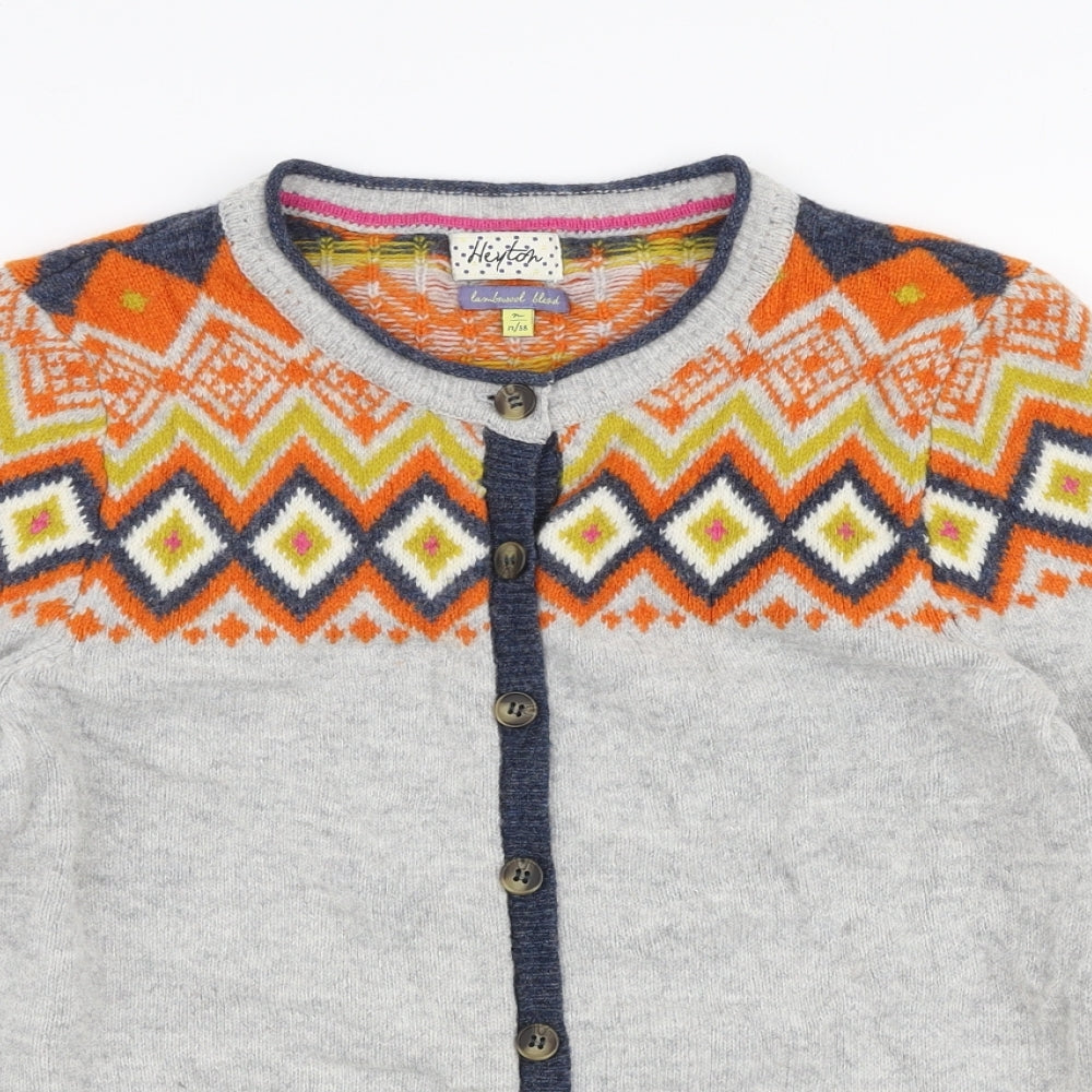 Heyton Womens Multicoloured Round Neck Fair Isle Wool Cardigan Jumper Size 12
