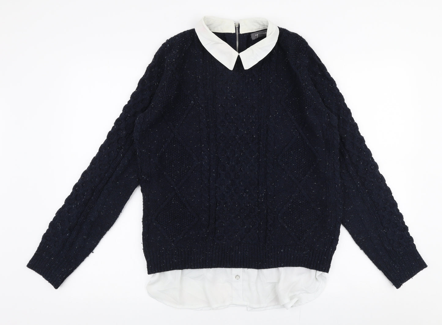 Atmosphere Womens Blue Collared  Acrylic Pullover Jumper Size S