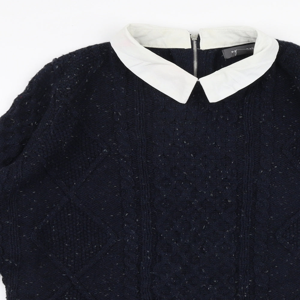 Atmosphere Womens Blue Collared  Acrylic Pullover Jumper Size S