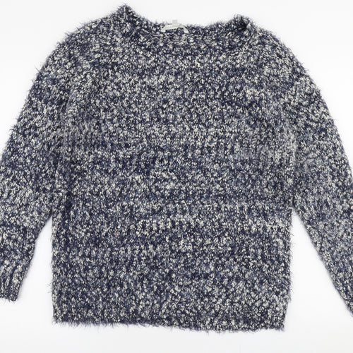 Pebble Bay Womens Blue Round Neck  Polyester Pullover Jumper Size L