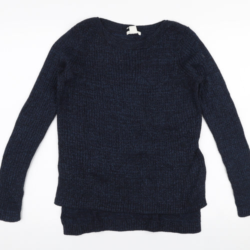 H&M Womens Blue Round Neck  Acrylic Pullover Jumper Size S