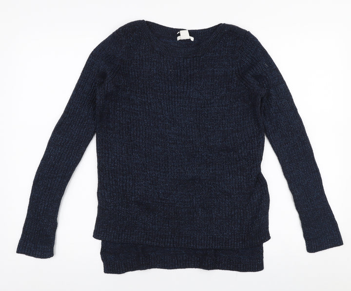 H&M Womens Blue Round Neck Acrylic Pullover Jumper Size S