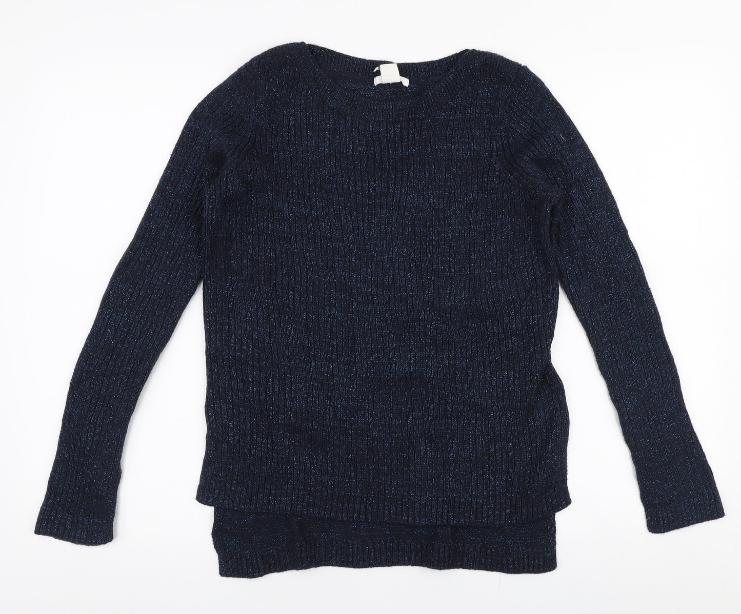 H&M Womens Blue Round Neck  Acrylic Pullover Jumper Size S