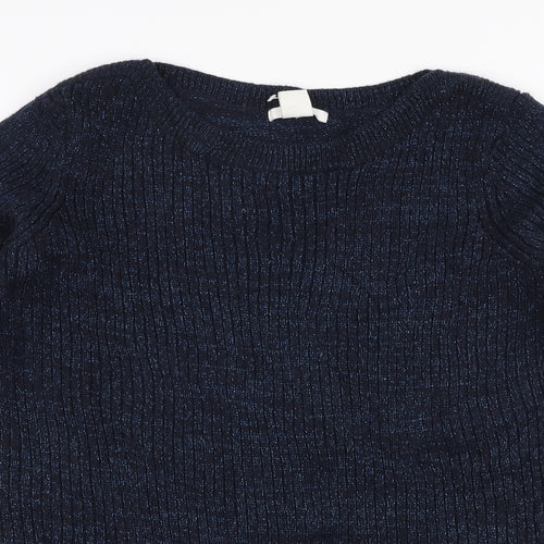 H&M Womens Blue Round Neck  Acrylic Pullover Jumper Size S