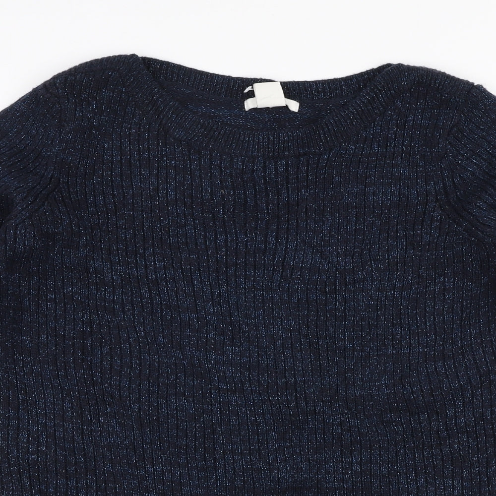 H&M Womens Blue Round Neck  Acrylic Pullover Jumper Size S