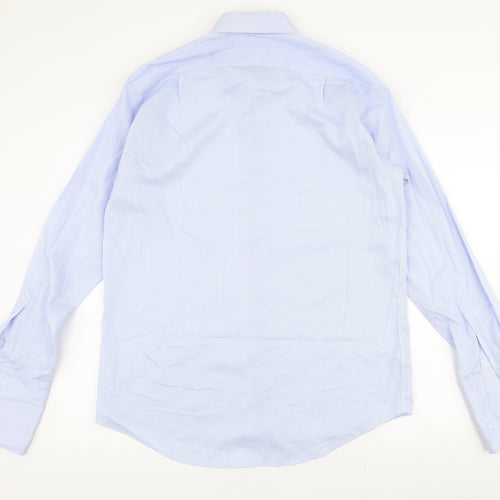 Marks and Spencer Mens Blue  Cotton  Dress Shirt Size 16 Collared Button