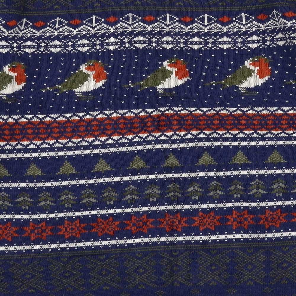 Marks and Spencer Mens Multicoloured Round Neck Fair Isle Acrylic Pullover Jumper Size XL   - Robins Christmas