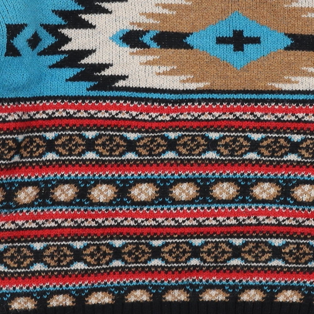 FOREVER 21 Womens Multicoloured Round Neck Fair Isle Acrylic Pullover Jumper Size L
