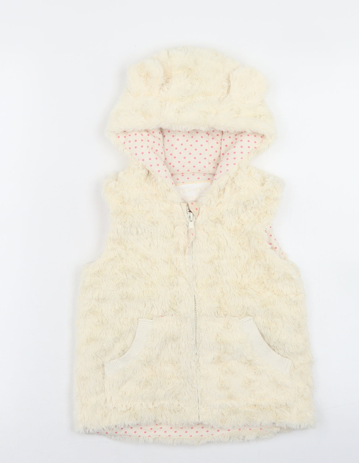 Nutmeg Girls Ivory   Gilet Jacket Size 3-4 Years  Zip