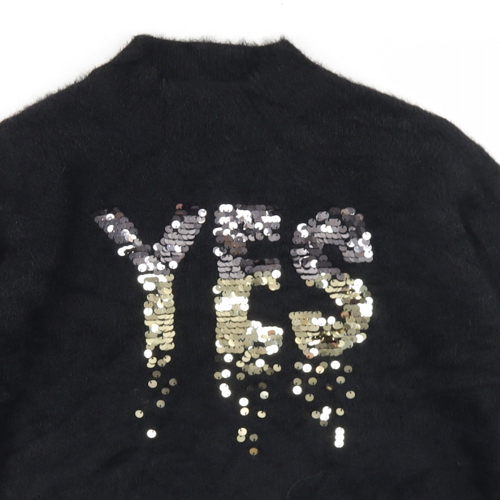 Primark Girls Black Mock Neck  Polyamide Pullover Jumper Size 12-13 Years   - YES