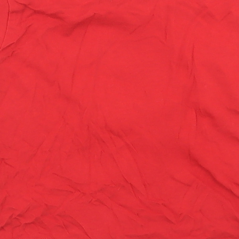 Ralph Lauren Boys Red  Cotton Basic T-Shirt Size 9-12 Months Crew Neck Snap - Polo Bear