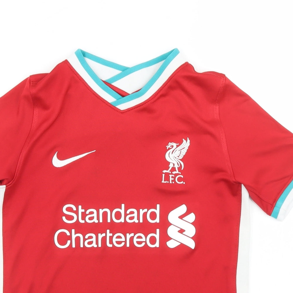 Nike Boys Red  Polyester Basic T-Shirt Size 8-9 Years V-Neck  - Liverpool FC