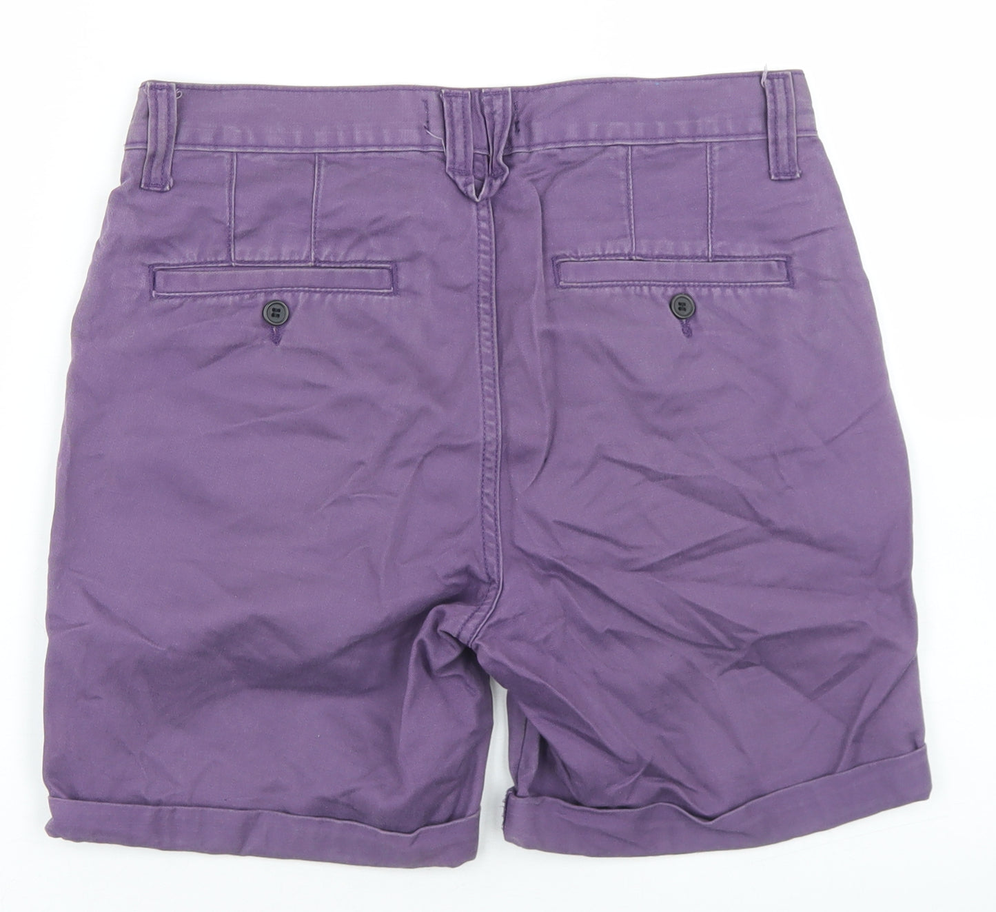 Topman Mens Purple  Cotton Chino Shorts Size 28 in  Regular Button