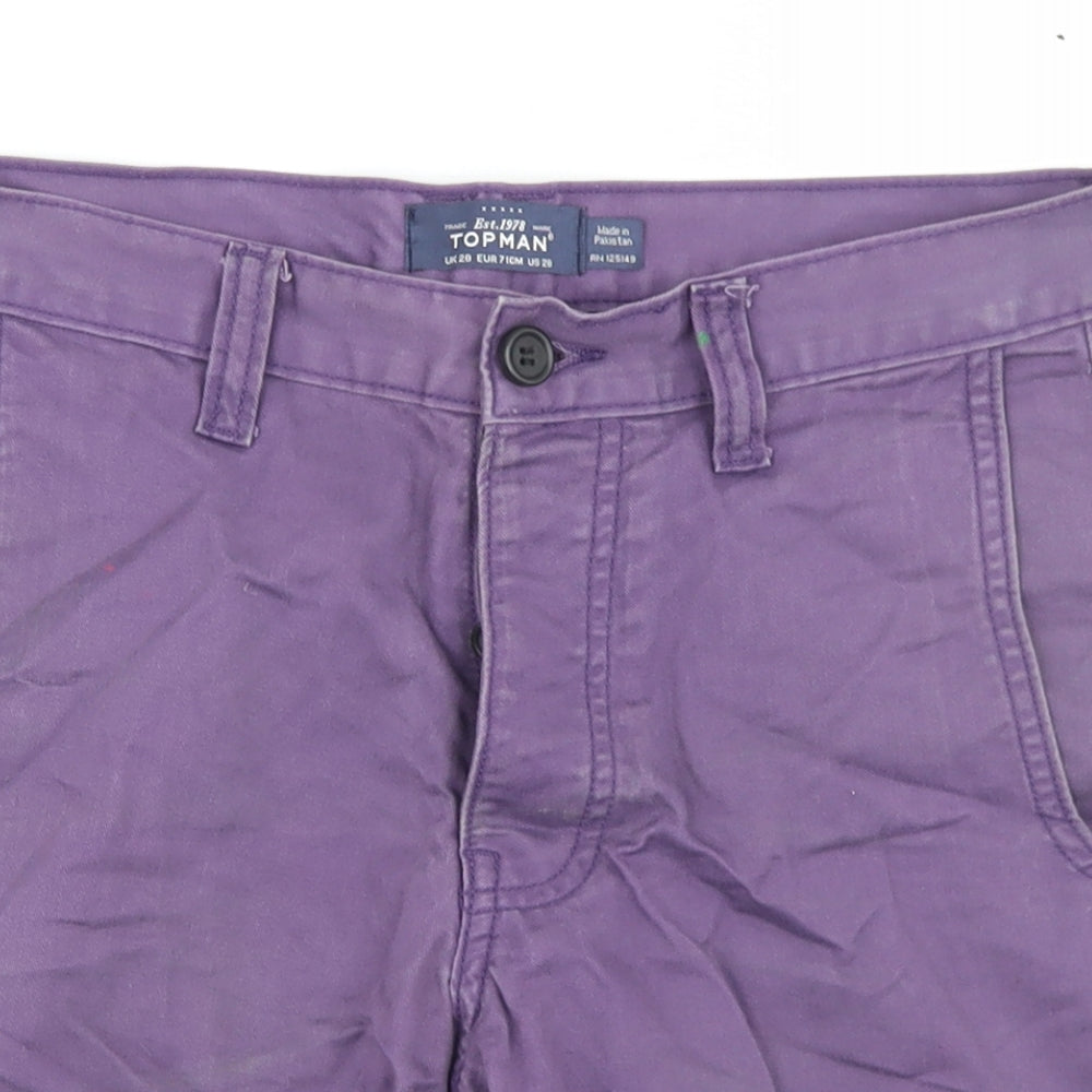 Topman Mens Purple  Cotton Chino Shorts Size 28 in  Regular Button