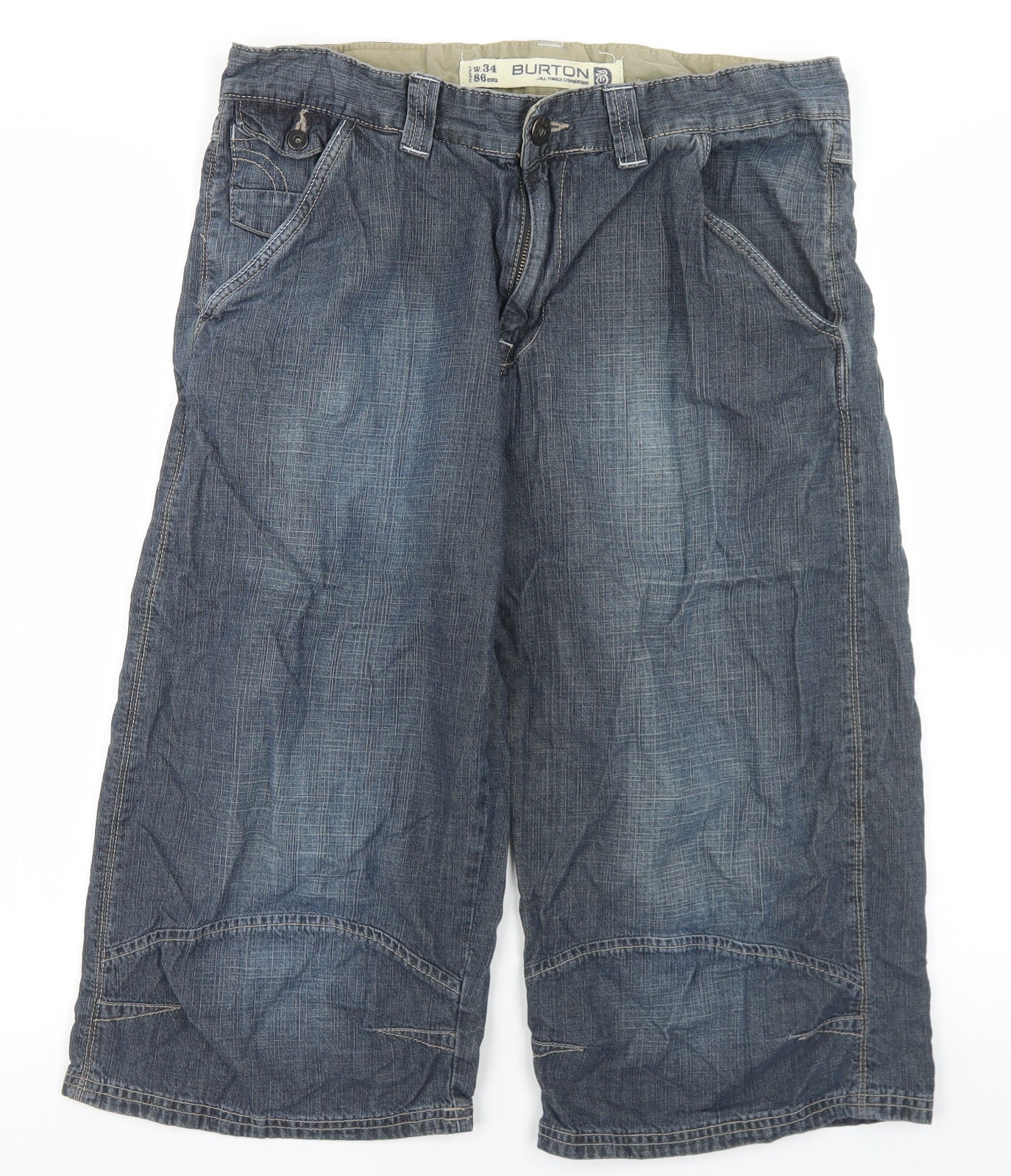 Burton Mens Blue  Cotton Bermuda Shorts Size 34 in L10 in Regular Button