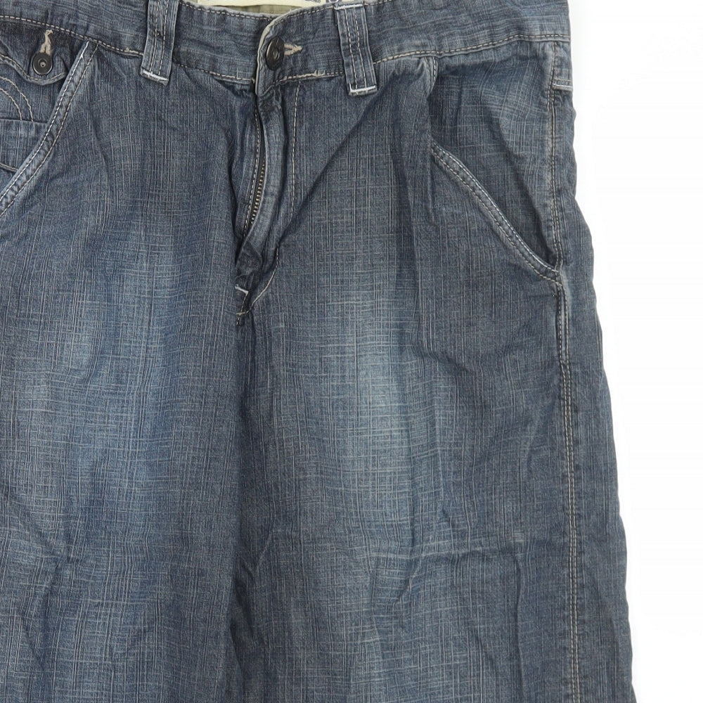 Burton Mens Blue  Cotton Bermuda Shorts Size 34 in L10 in Regular Button