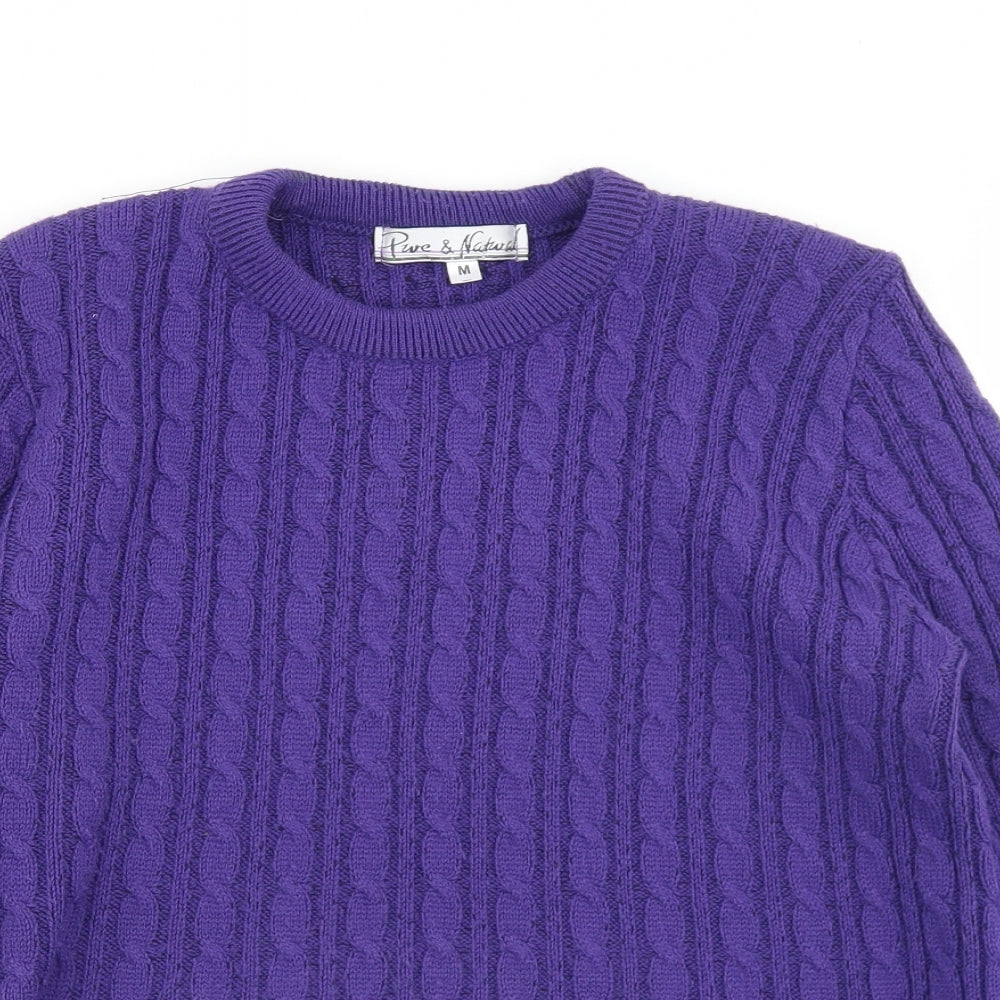 Pure & Natural Womens Purple Crew Neck  Acrylic Pullover Jumper Size M