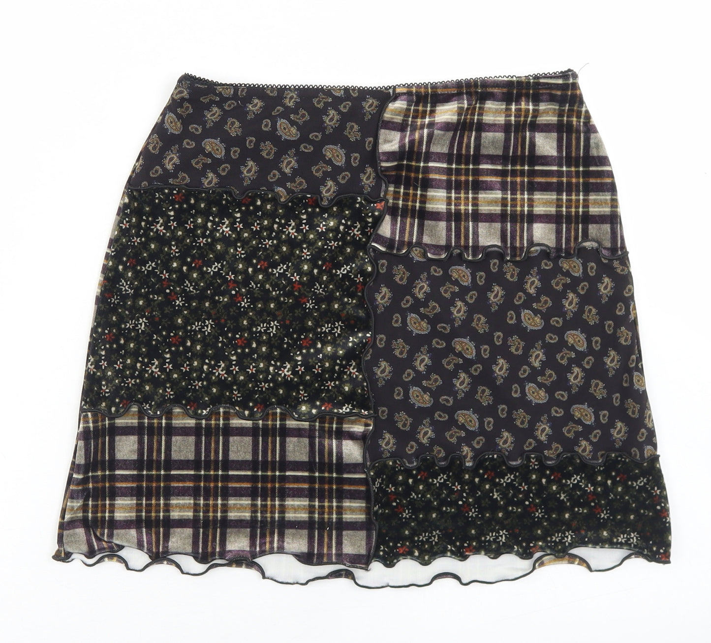 Urban Outfitters Womens Multicoloured Plaid Polyester Mini Skirt Size S    - Scalloped Edging
