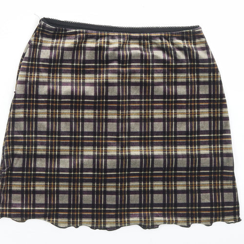 Urban Outfitters Womens Multicoloured Plaid Polyester Mini Skirt Size S    - Scalloped Edging
