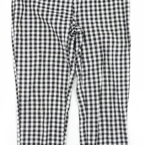 Missguided Womens Black Check Polyester Trousers  Size 10 L26 in Regular Zip