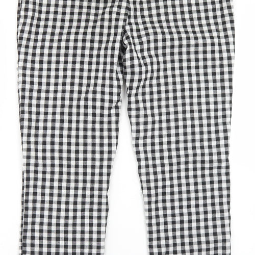 Missguided Womens Black Check Polyester Trousers  Size 10 L26 in Regular Zip