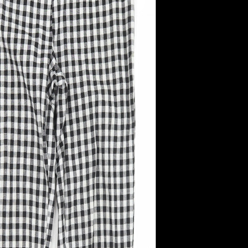 Missguided Womens Black Check Polyester Trousers  Size 10 L26 in Regular Zip