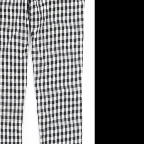 Missguided Womens Black Check Polyester Trousers  Size 10 L26 in Regular Zip