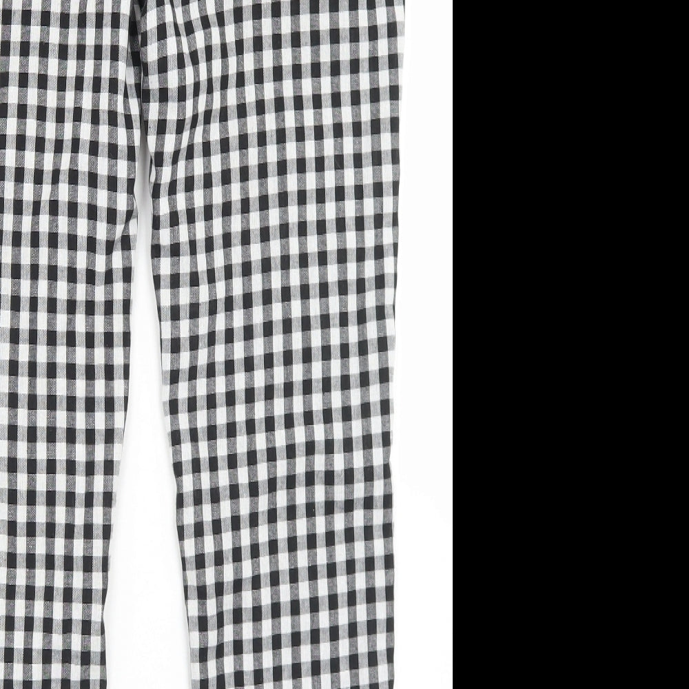 Missguided Womens Black Check Polyester Trousers  Size 10 L26 in Regular Zip