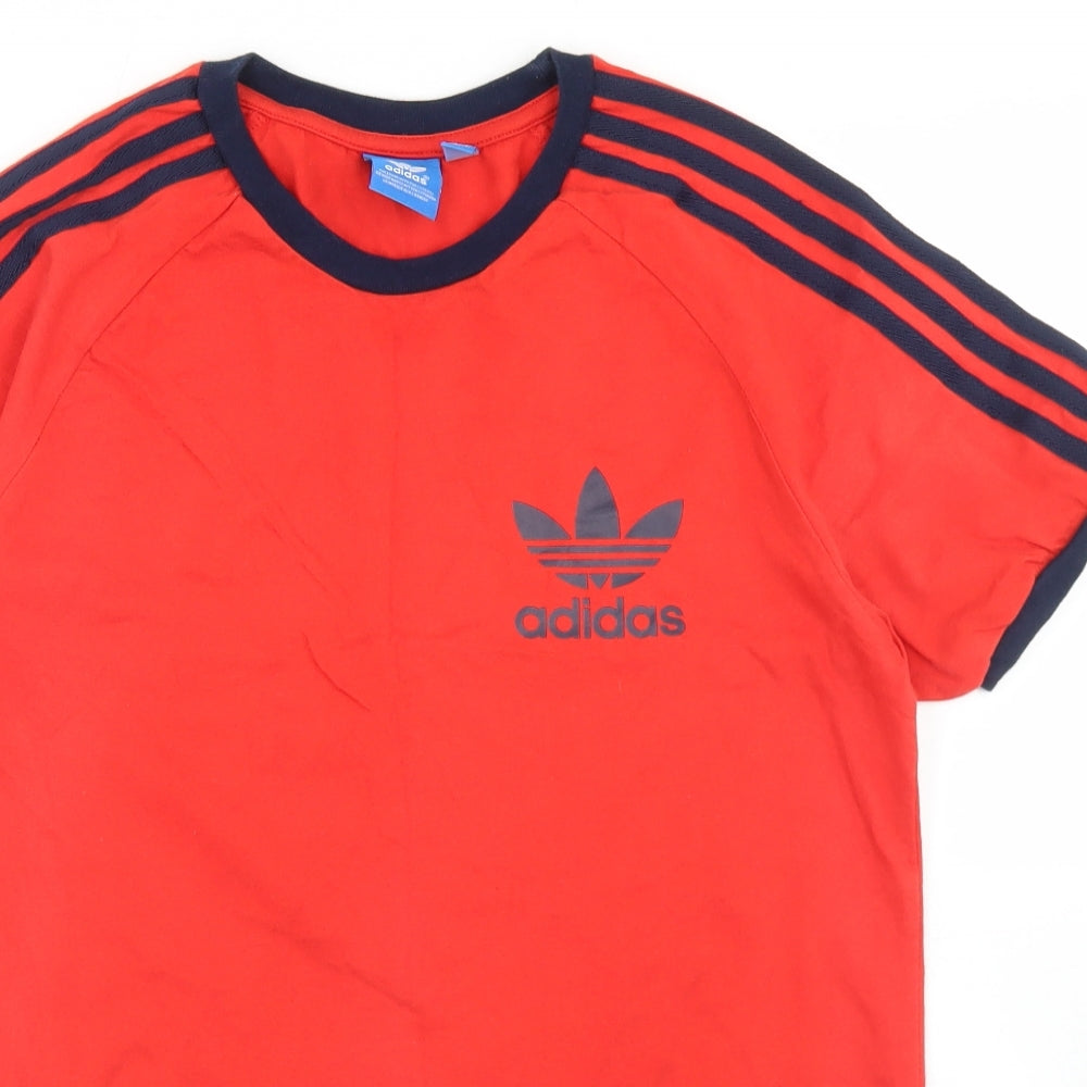 adidas Mens Red  Cotton  T-Shirt Size S Crew Neck