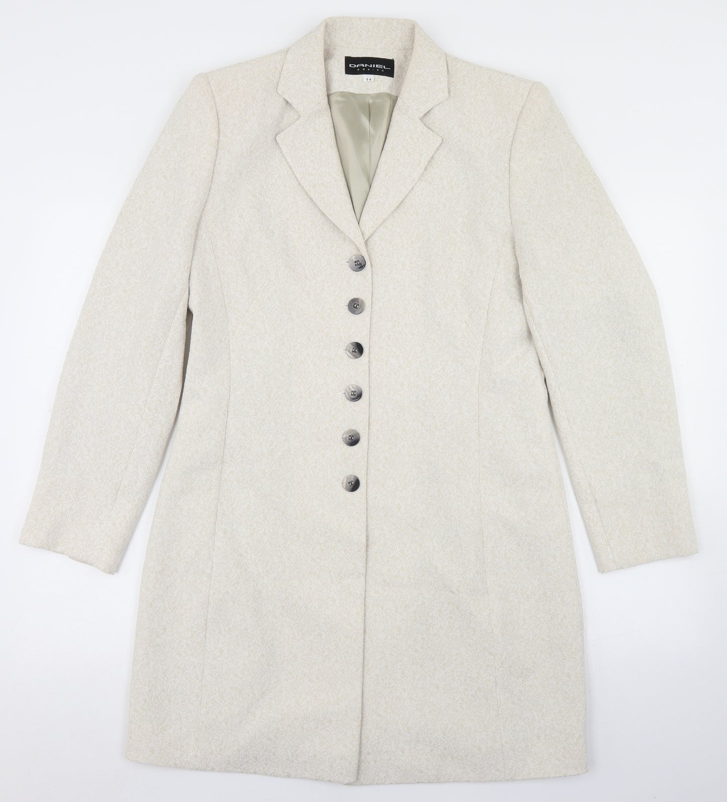 Daniel Design Womens Beige  Polyester Jacket Blazer Size 14
