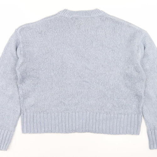 New Look Womens Blue Round Neck  Acrylic Pullover Jumper Size S