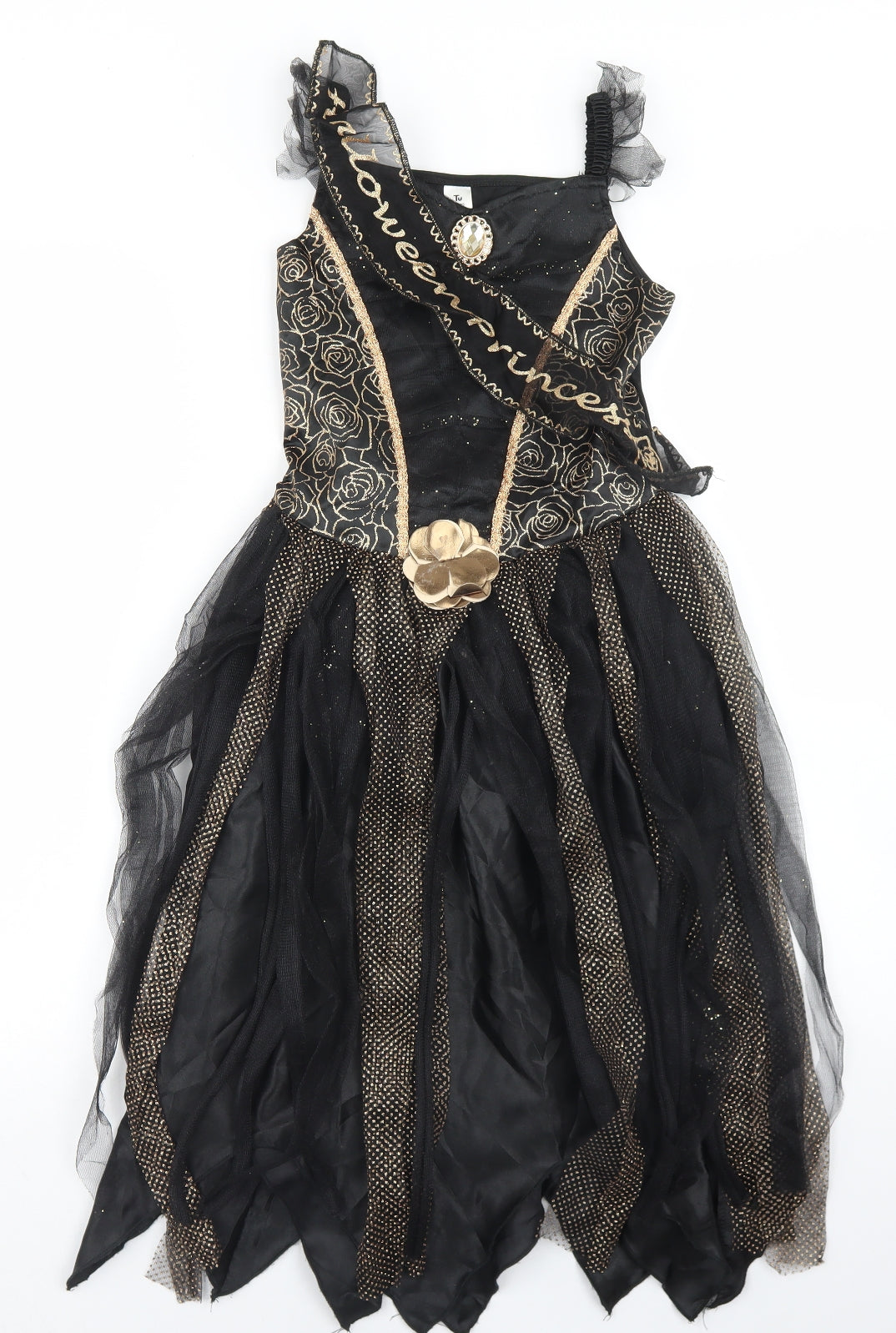 TU Girls Black  Polyester Skater Dress  Size 7-8 Years  Square Neck  - Halloween Princess