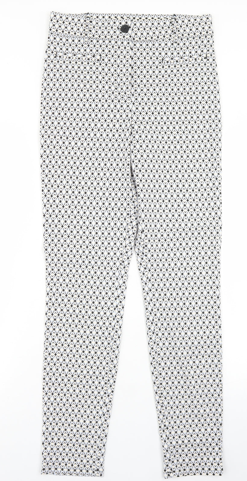 Primark Womens Multicoloured Geometric Viscose Trousers  Size 12 L29 in Regular Button
