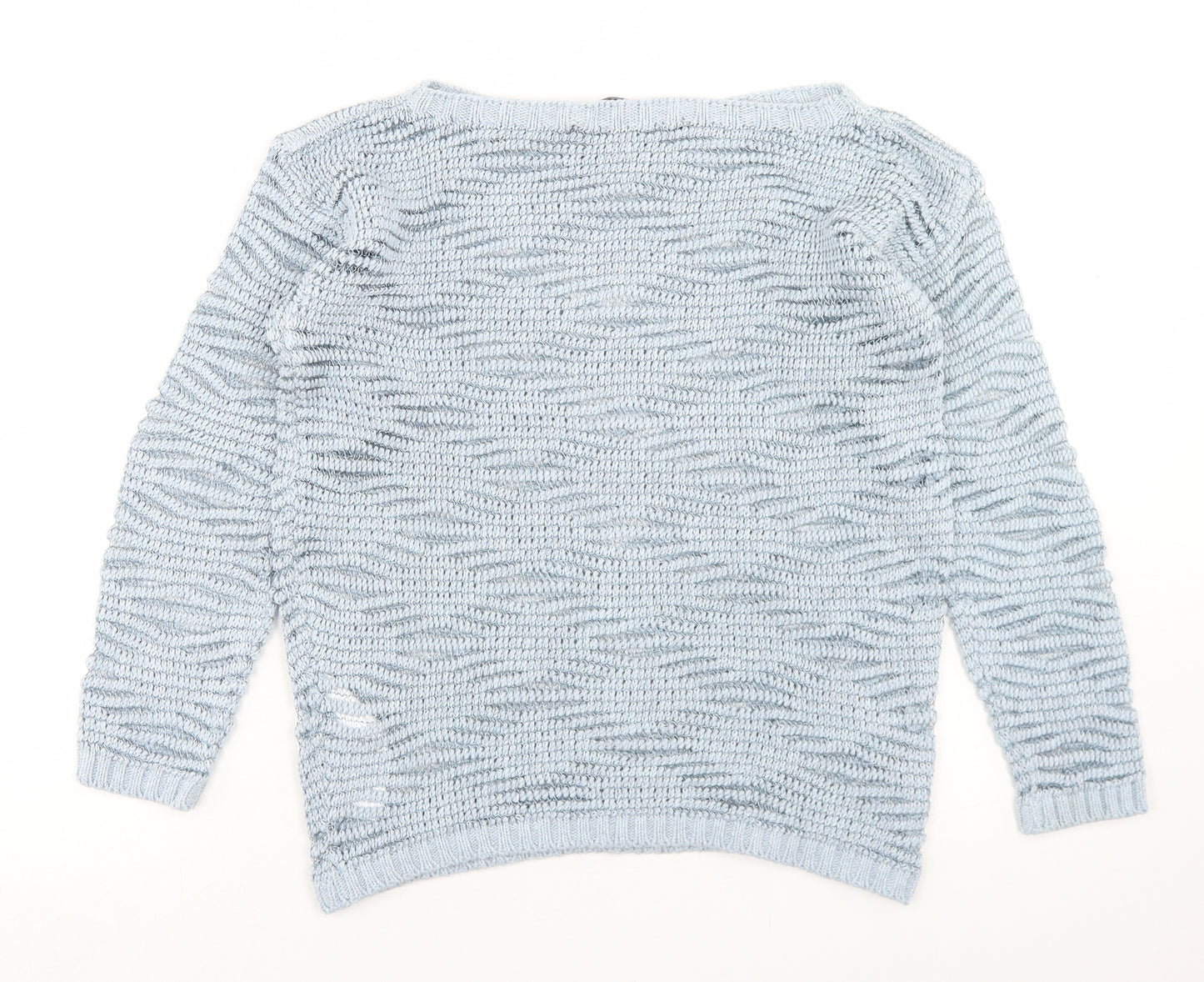 GUESS Womens Blue Boat Neck  Cotton Pullover Jumper Size 4