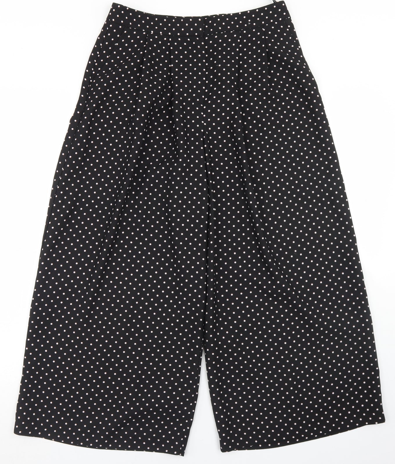 Primark Womens Black Polka Dot Polyester Culotte Shorts Size 10 L20 in Regular Hook & Eye