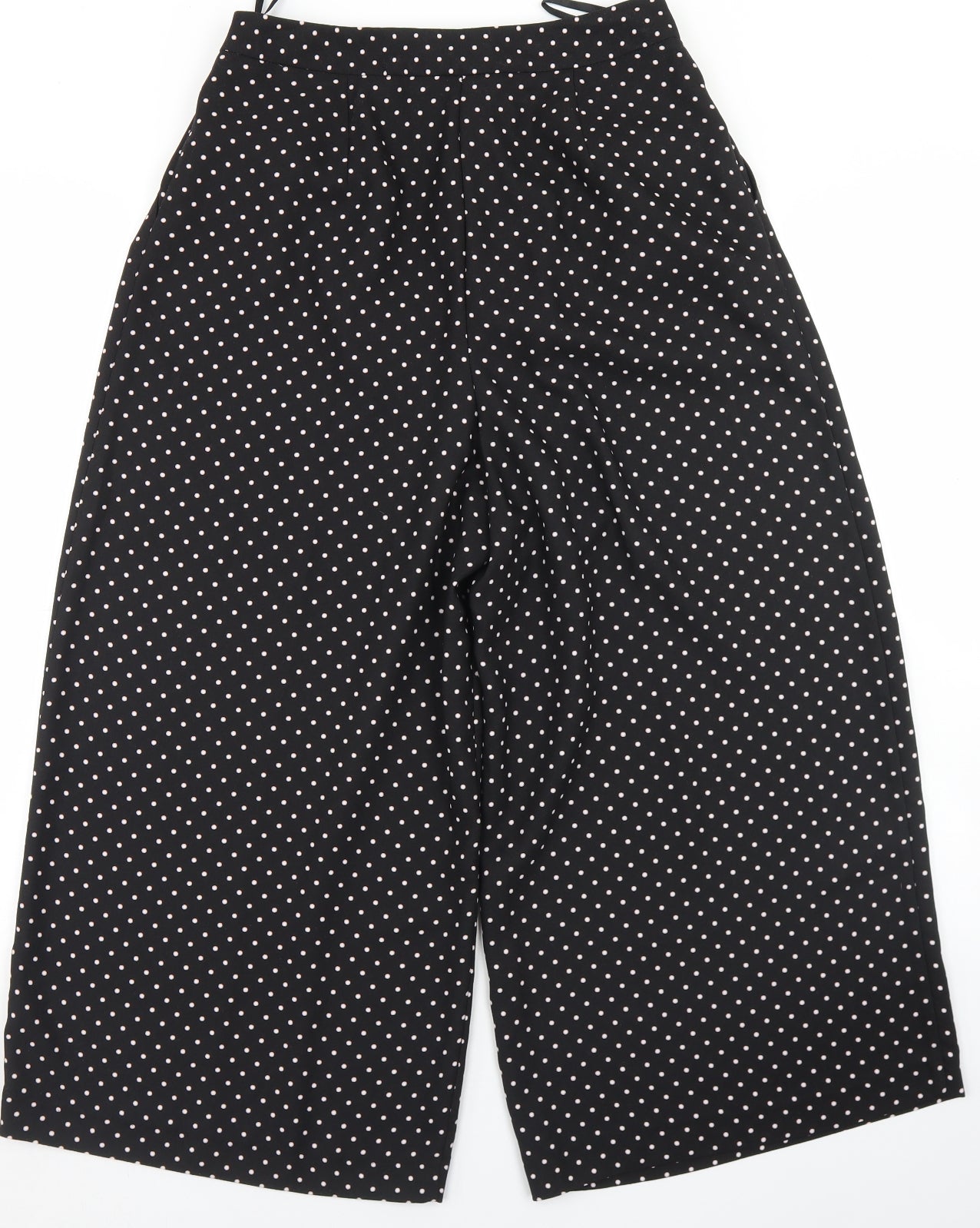 Primark Womens Black Polka Dot Polyester Culotte Shorts Size 10 L20 in Regular Hook & Eye