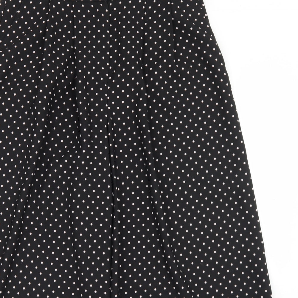 Primark Womens Black Polka Dot Polyester Culotte Shorts Size 10 L20 in Regular Hook & Eye