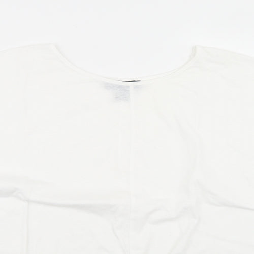 Primark Womens White  Polyester Cropped T-Shirt Size XS Round Neck - Tie Front