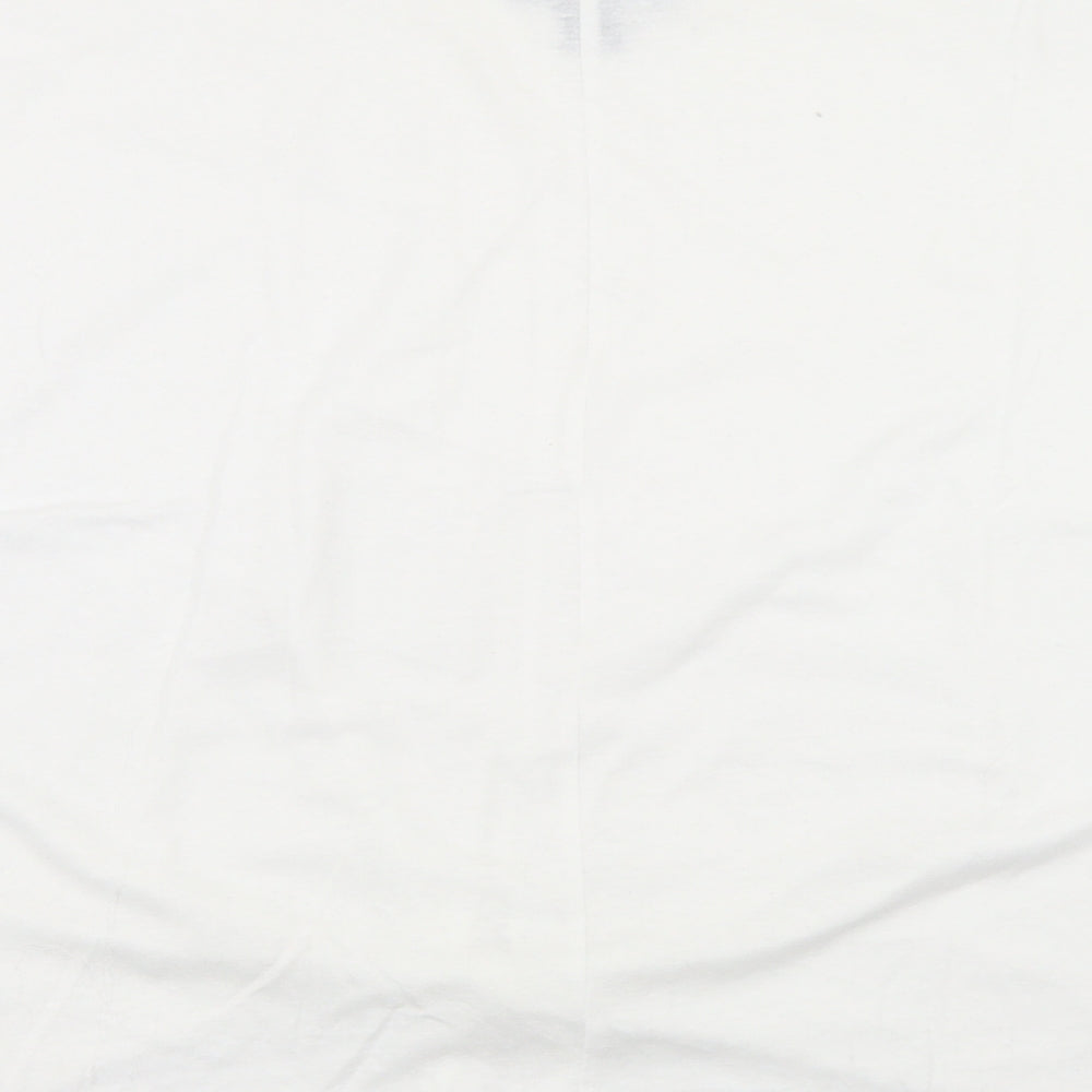 Primark Womens White  Polyester Cropped T-Shirt Size XS Round Neck - Tie Front