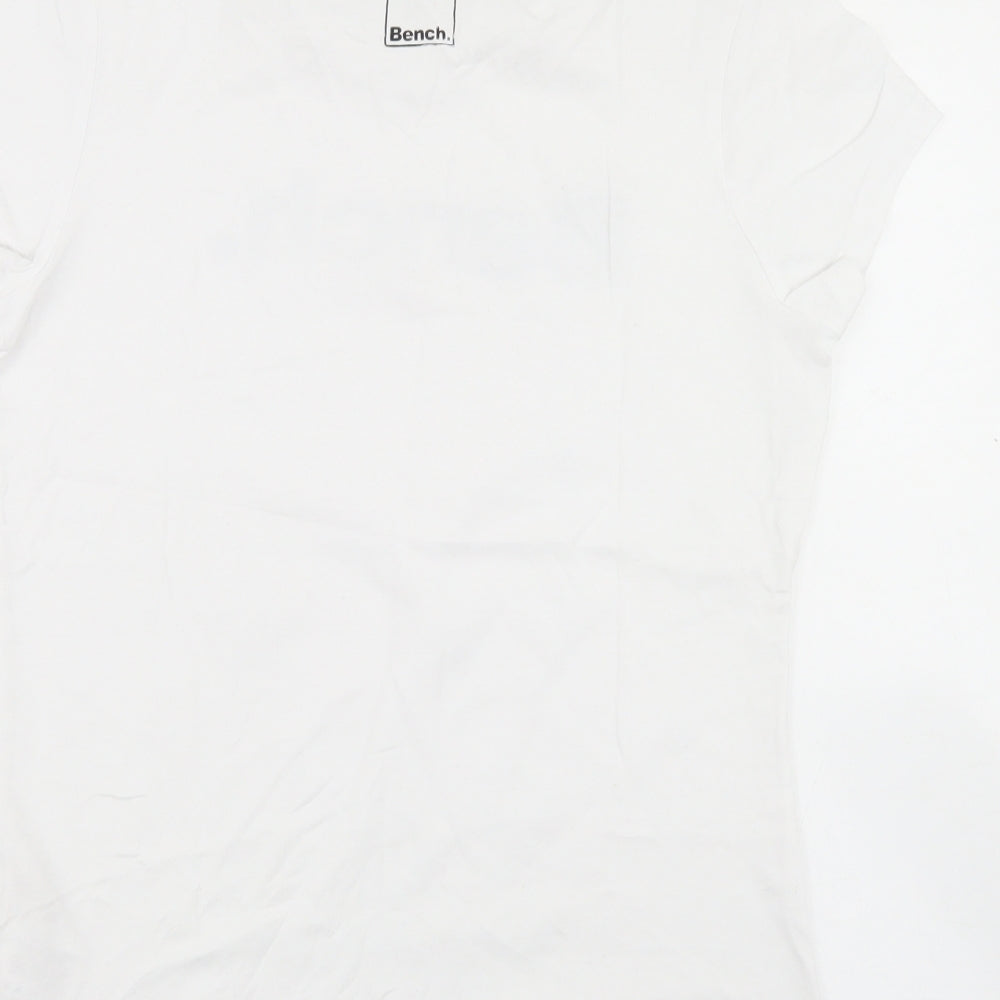 Bench Womens White  Cotton Basic T-Shirt Size 10 Crew Neck