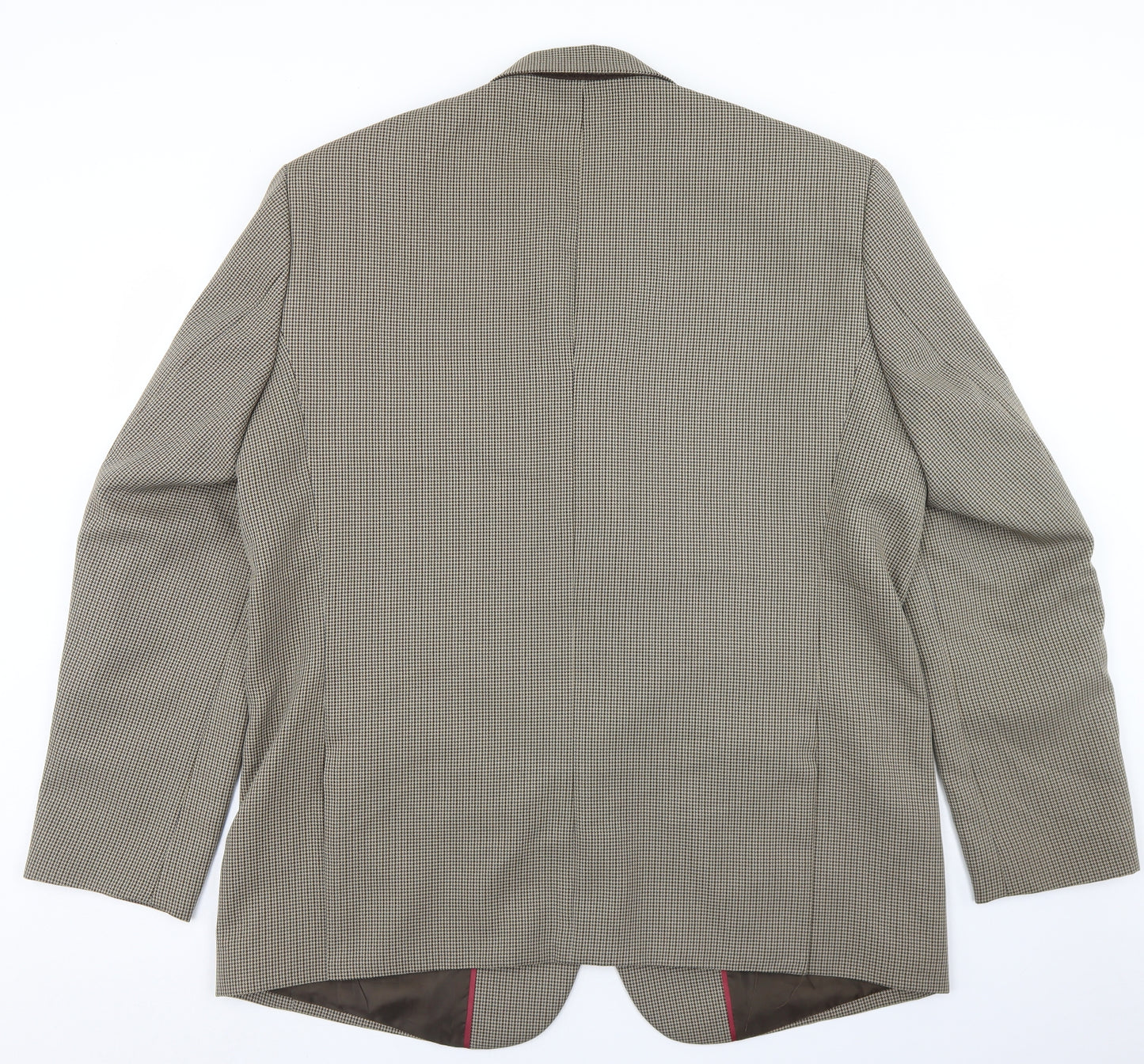 Cotton Trader Mens Beige Houndstooth Polyester Jacket Blazer Size 46
