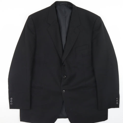 Preworn Mens Black  Polyester Jacket Blazer Size 44