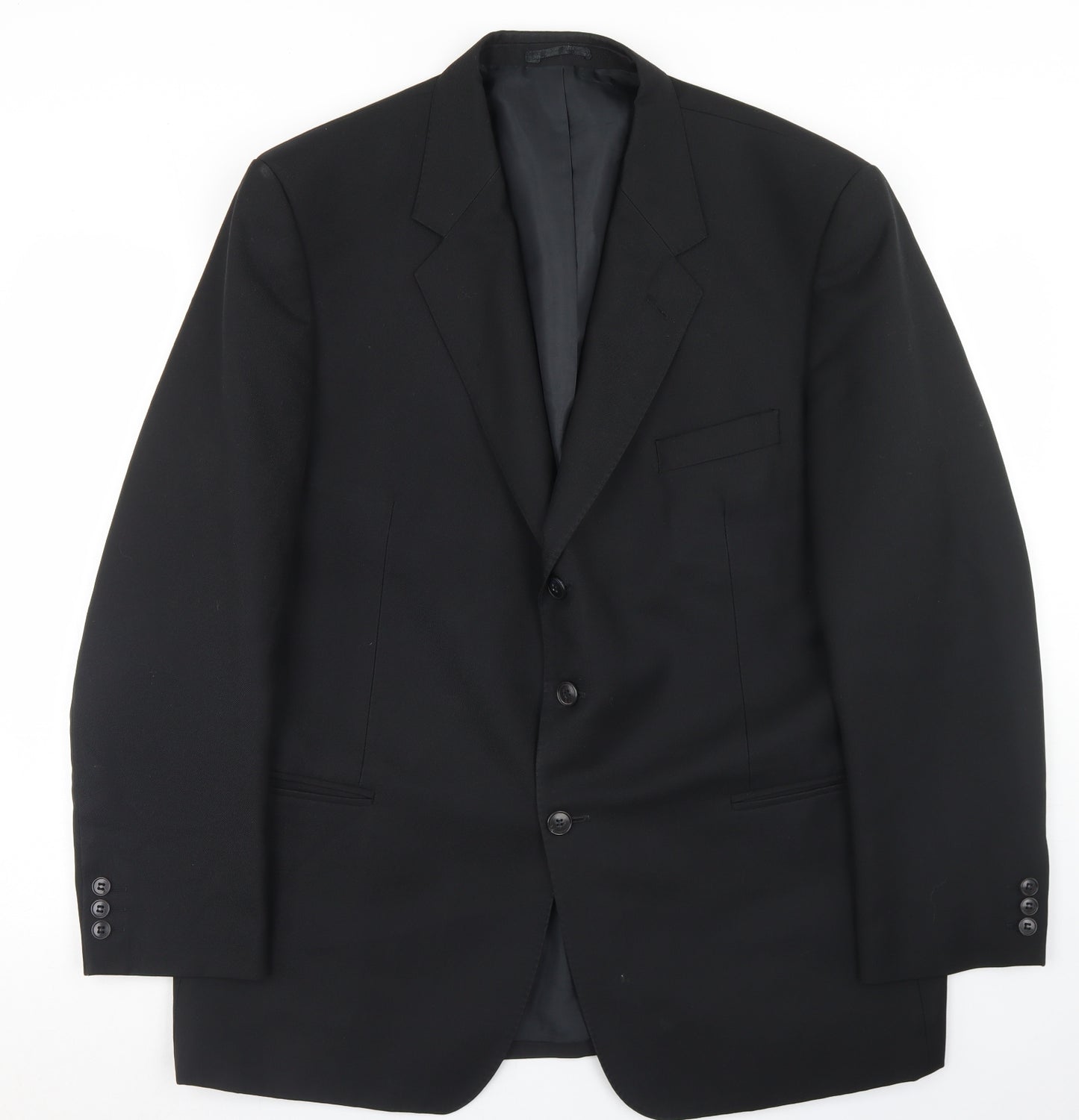 Preworn Mens Black  Polyester Jacket Blazer Size 44