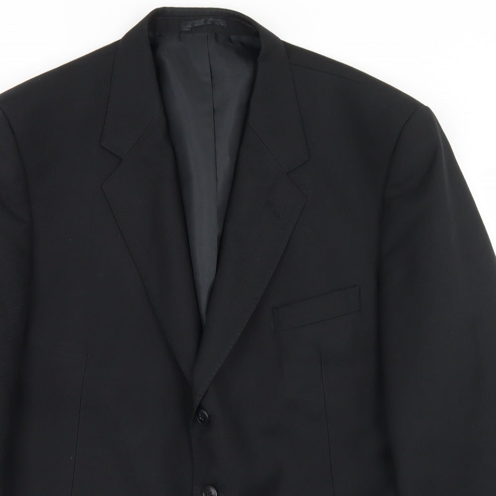 Preworn Mens Black  Polyester Jacket Blazer Size 44