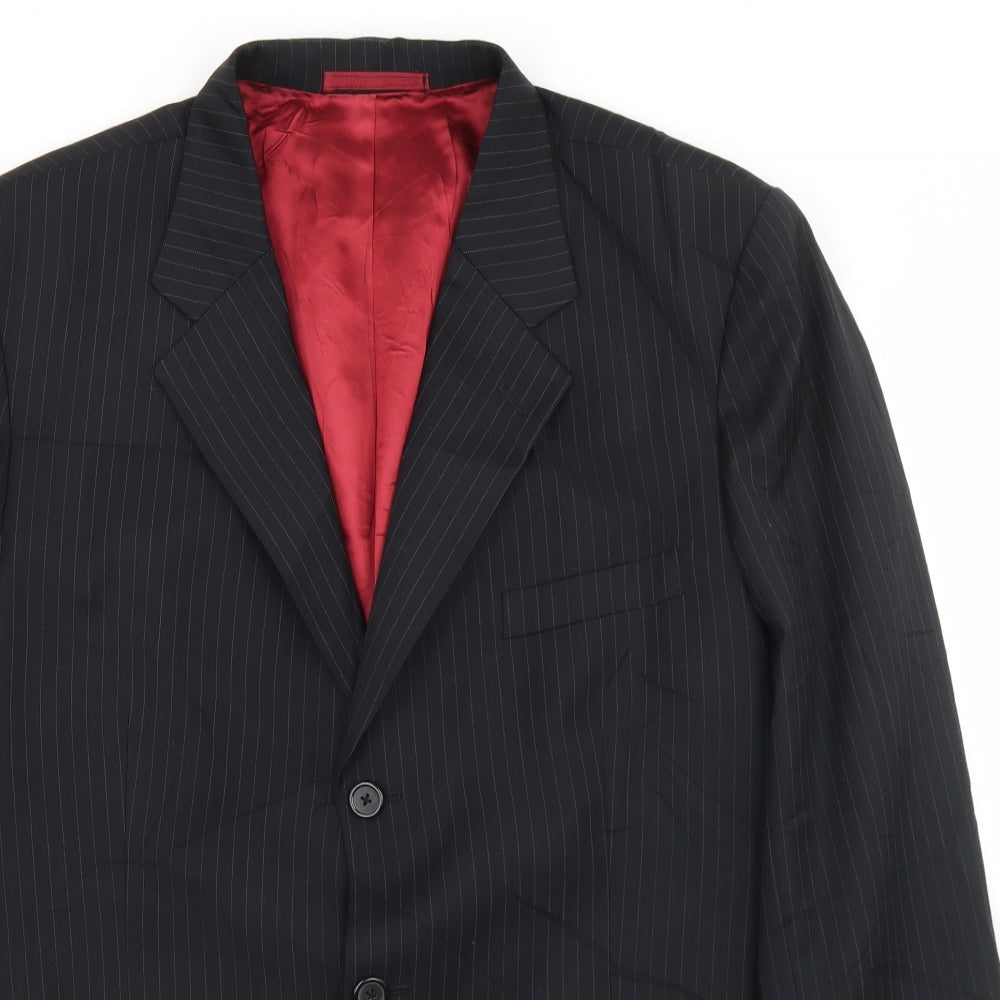 Sam's Mens Black Striped Wool Jacket Blazer Size 38