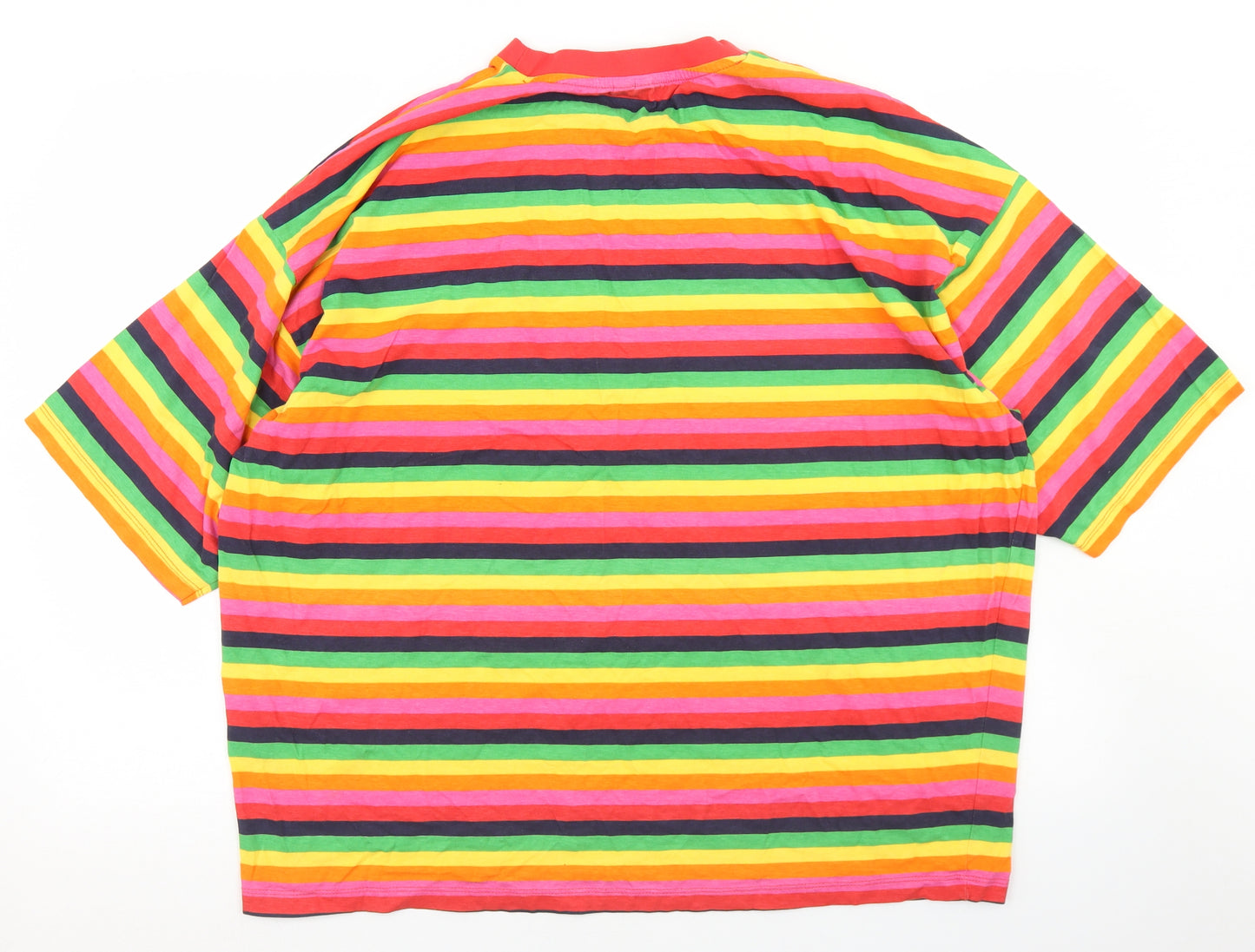 ASOS Mens Multicoloured Striped Cotton  T-Shirt Size XL Crew Neck  - International Calif.