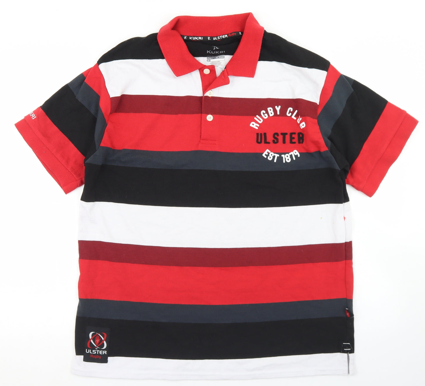 Kukri Mens Multicoloured Striped Cotton  Polo Size L Collared Button