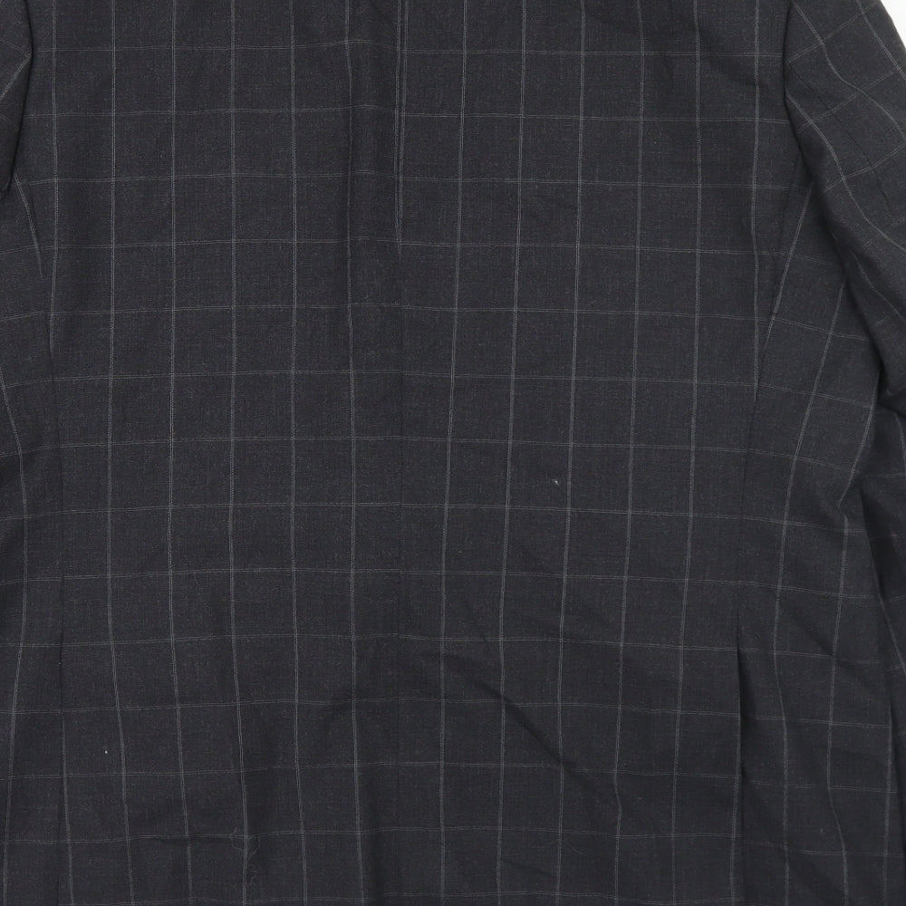 F&F Mens Grey Check Wool Jacket Blazer Size 46