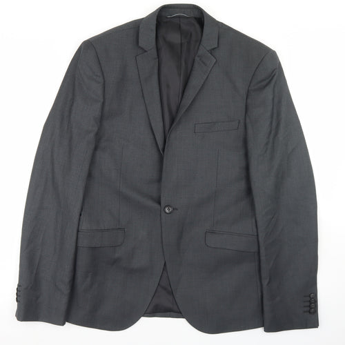 Burton Mens Grey  Polyester Jacket Blazer Size 38   - Skinny Fit