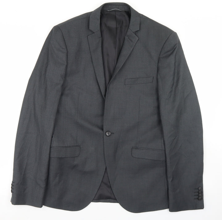 Burton Mens Grey  Polyester Jacket Blazer Size 38   - Skinny Fit